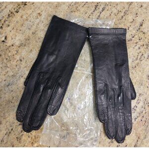 New! Vintage Women's Size S 7 Black Leather 8.5" Gloves Strawbridge *READ*